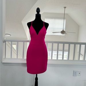 Express hot pink body con mini